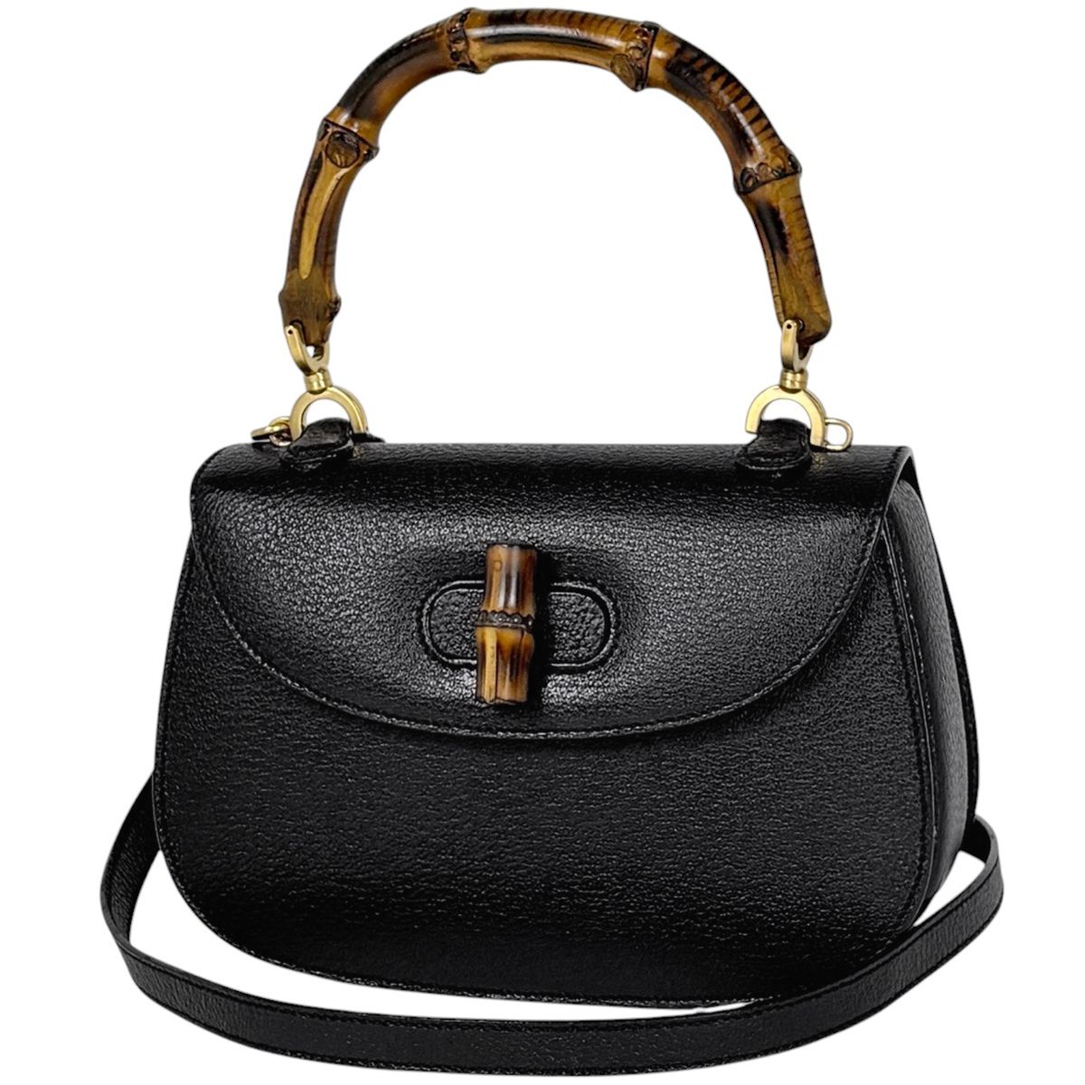 グッチ GUCCI ハンドバッグ バンブー 2WAY オールドグッチ 00010140188 レザー ブラック レディース 【中古】 114,000円