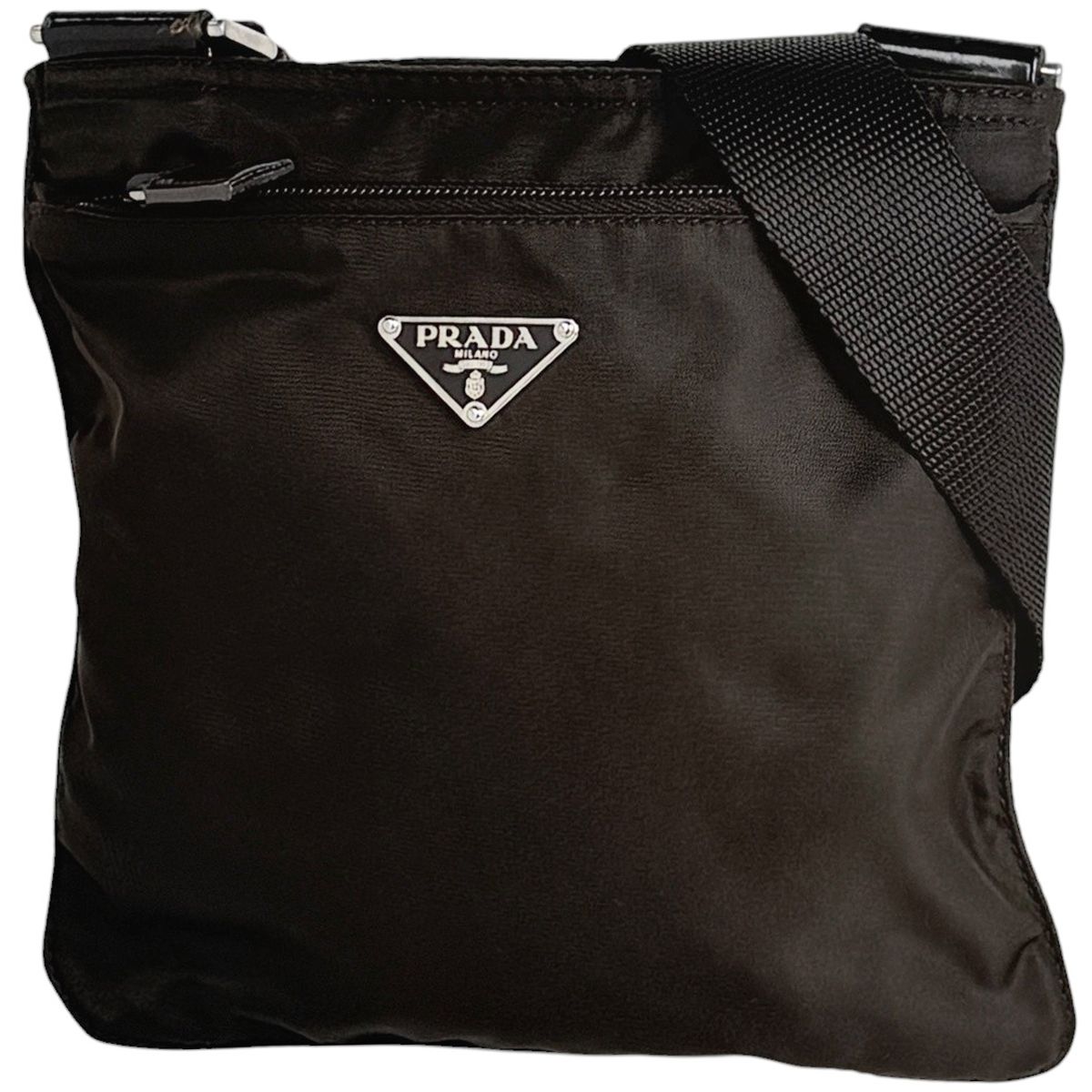 プラダ PRADA ショルダーバッグ ロゴプレート ナイロン ダークブラウン BT7372 レディース 【中古】