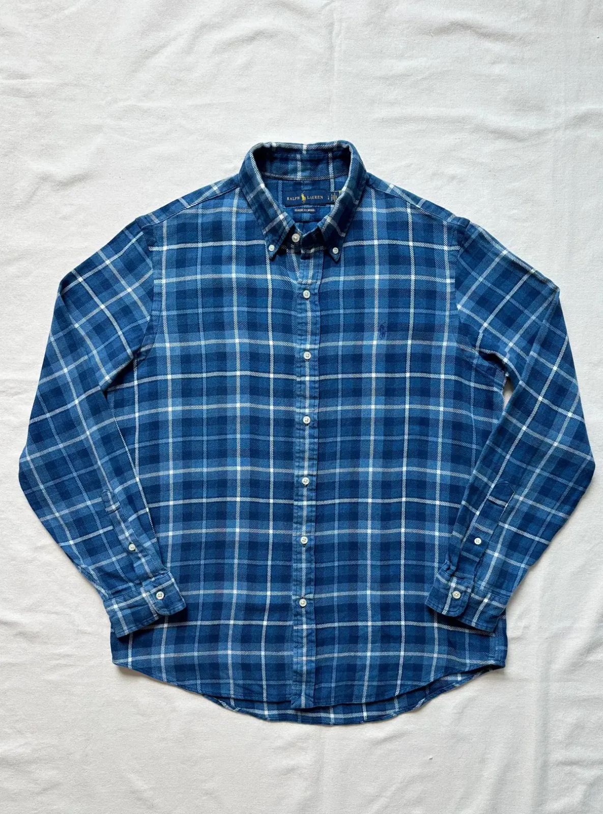 ポロ ラルフローレン Indigo Blue CHECK フランネルシャツ クラシックフィット L
