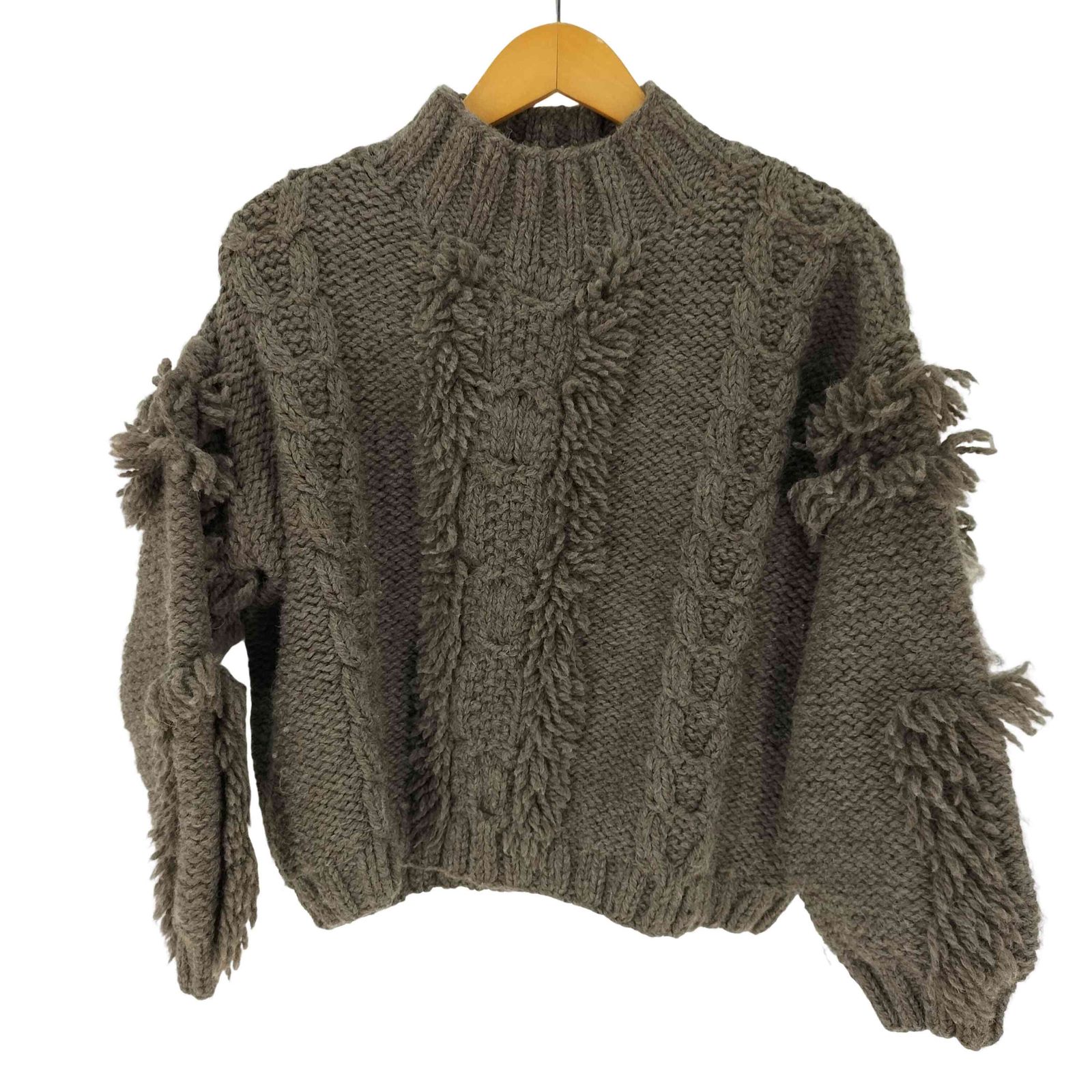ユーズドフルギ USED古着 KORDAL ハイネック フリンジニット レディース import:S
