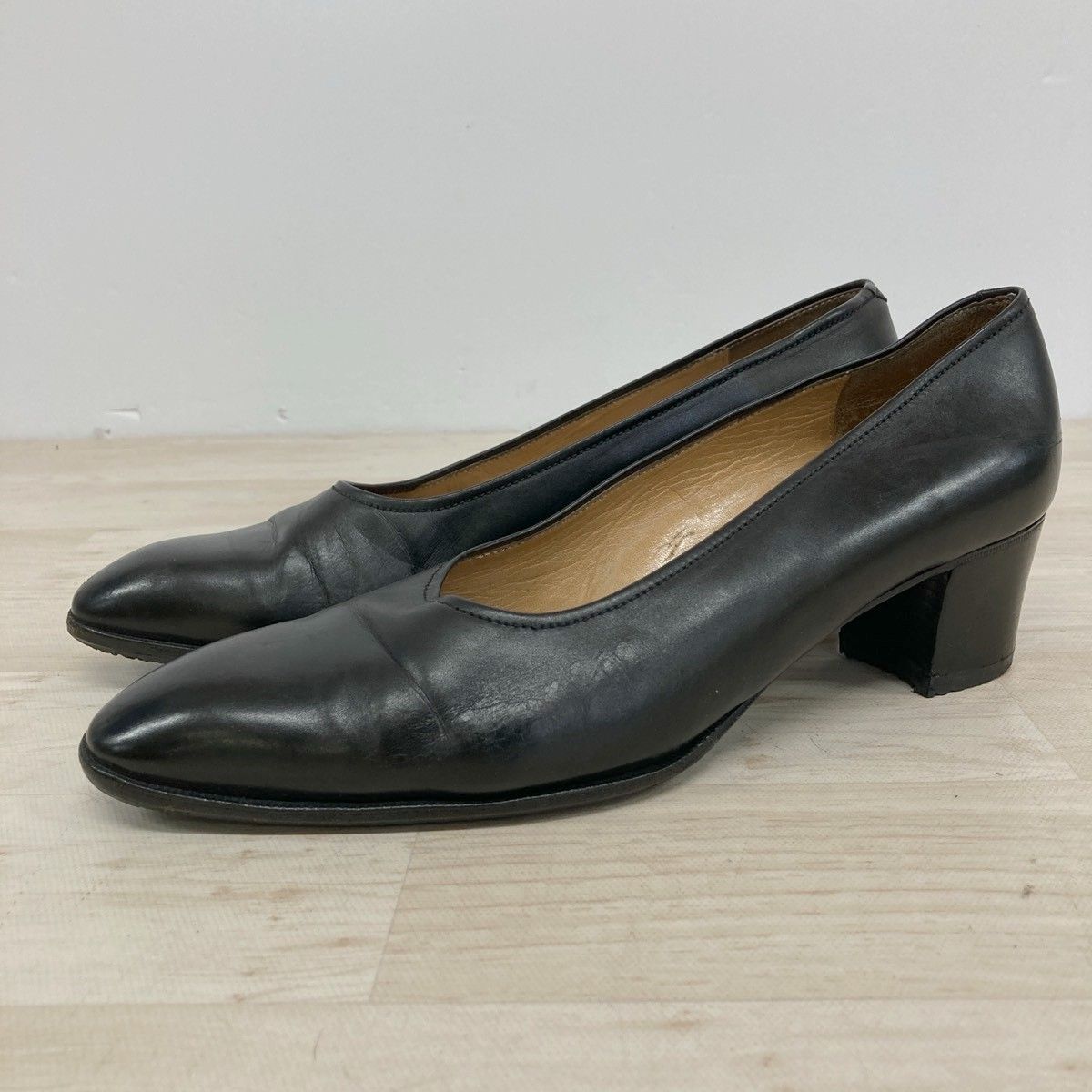 HERMES/エルメス パンプス レディース サイズ38(24cm相当) ブラック/黒 EF フランス製 靴/シューズ[OQ04301]