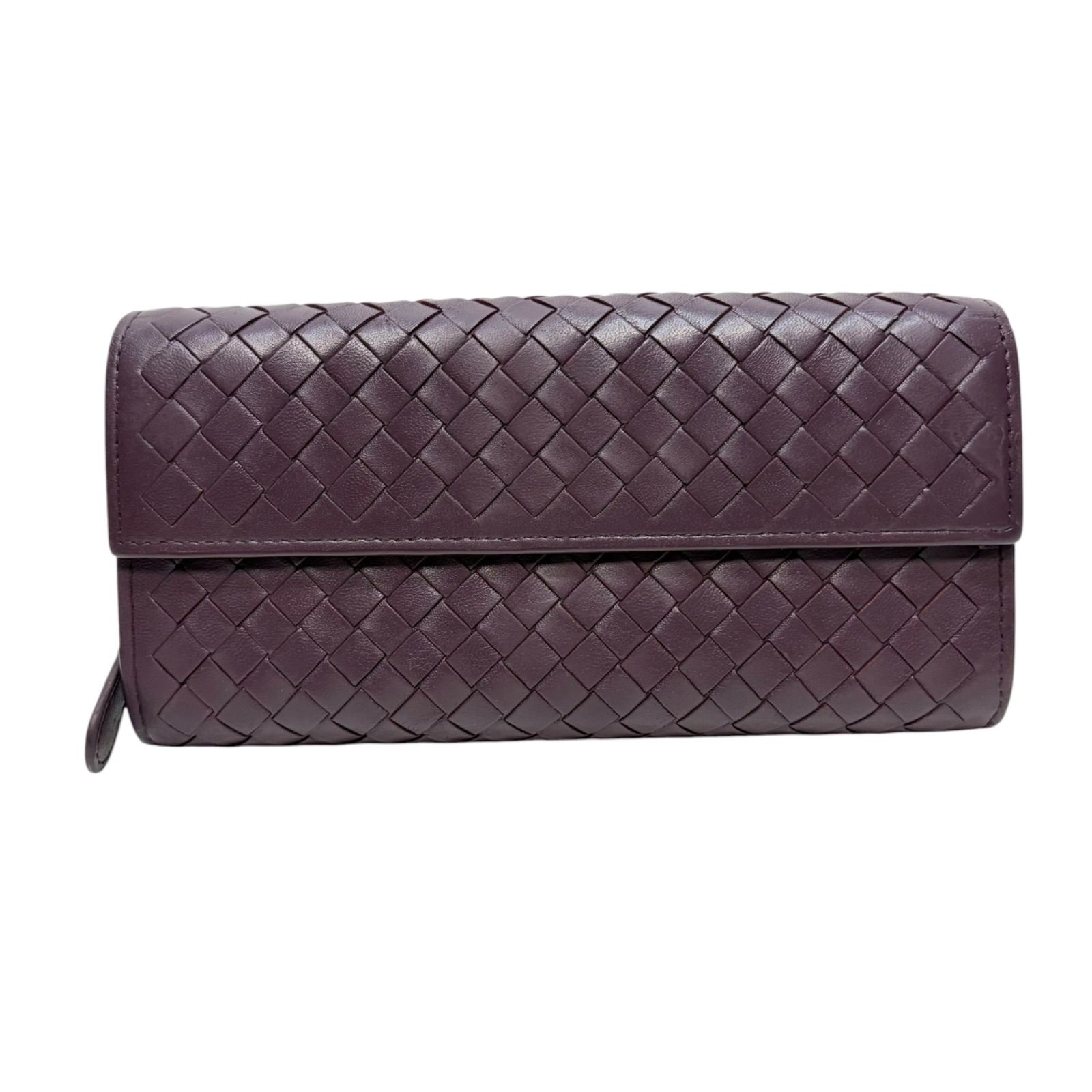 5182 BOTTEGA VENETA ボッテガヴェネタ 長財布 イントレチャート フラップ パープル コンチネンタル