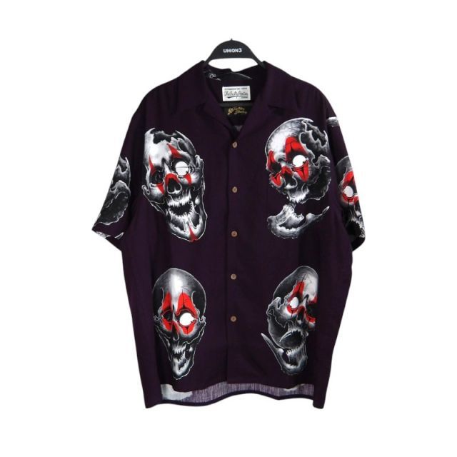 WACKO MARIA 56 TATOO STUDIP S/S HAWAIIAN SHIRT PURPLE サイズL ワコマリア タトゥー スタジオ ショートスリーブ ハワイアンシャツ アロハシャツ トップス 大名店
