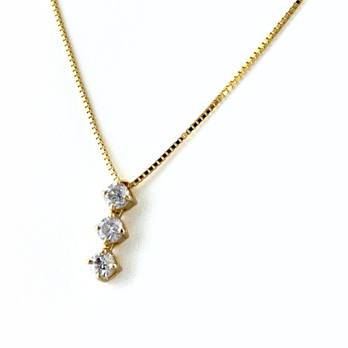 メレダイヤ YG イエローゴールド ペンダント ネックレス K18 ダイヤモンド レディース 【中古】