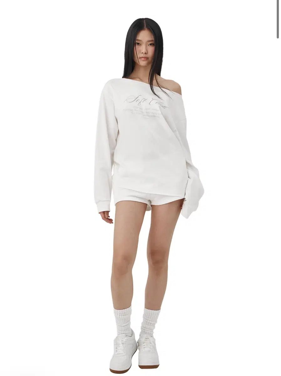 クリシアー Soft Club one-shoulder sweatshirt White