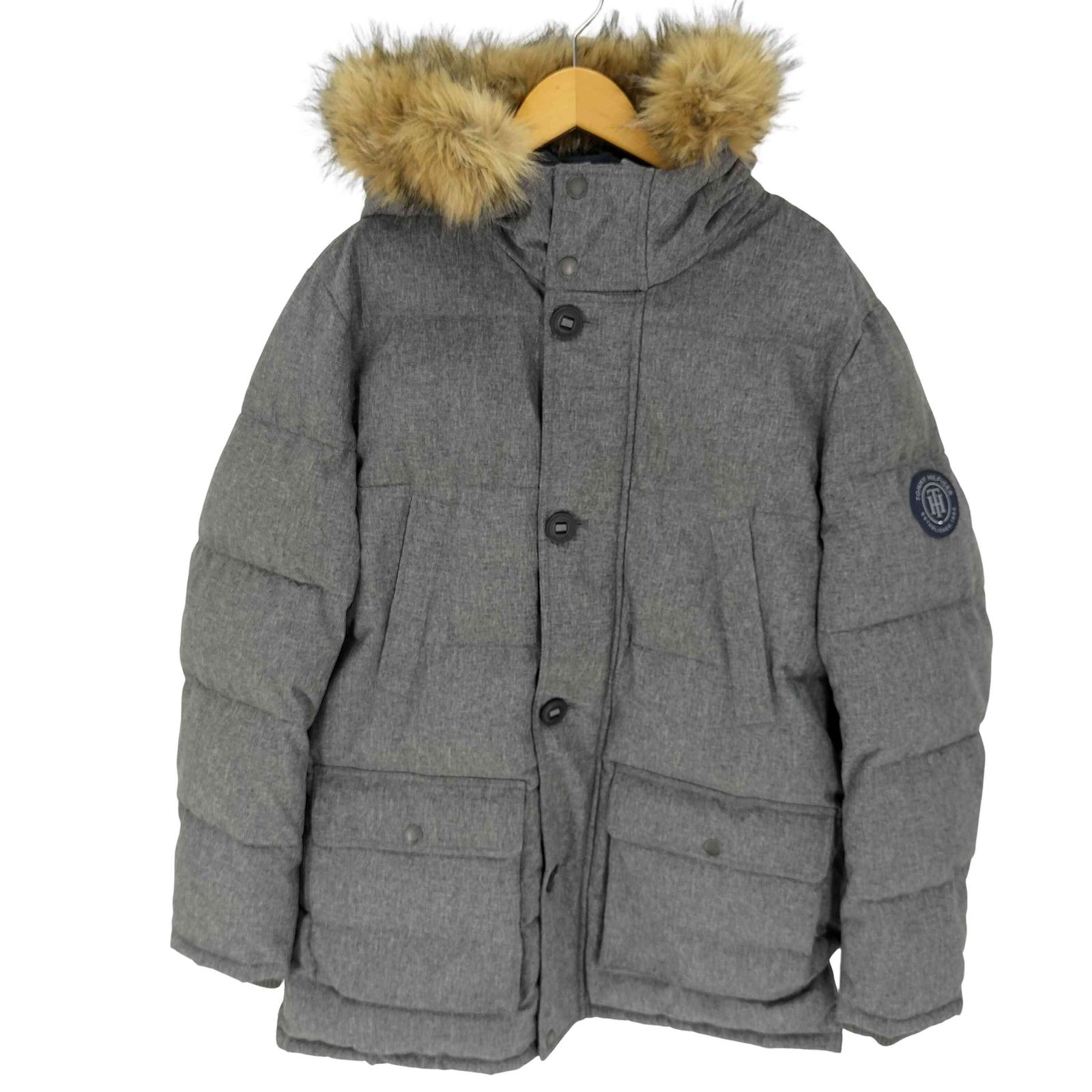 トミーヒルフィガー TOMMY HILFIGER キルトダウン ファー 中綿パーカージャケット メンズ import：L