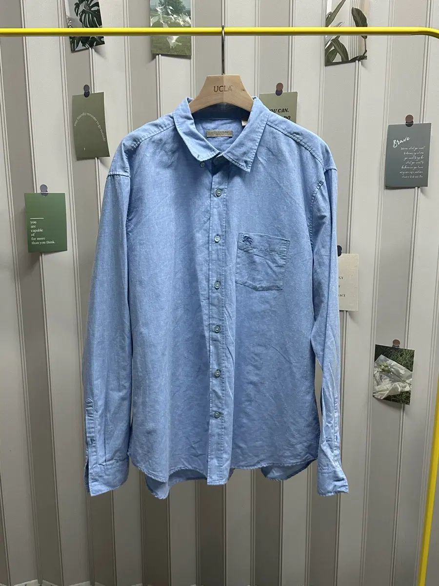 正規品 バーバリー リネン スカイ シャツ