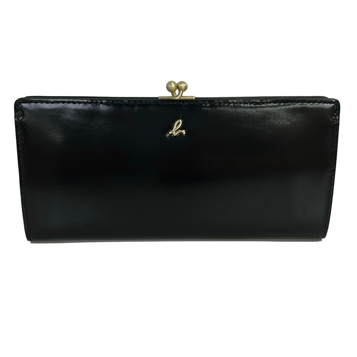 agnes b(アニエスベー) 長財布 - P416-VCX1 黒×ゴールド レザー