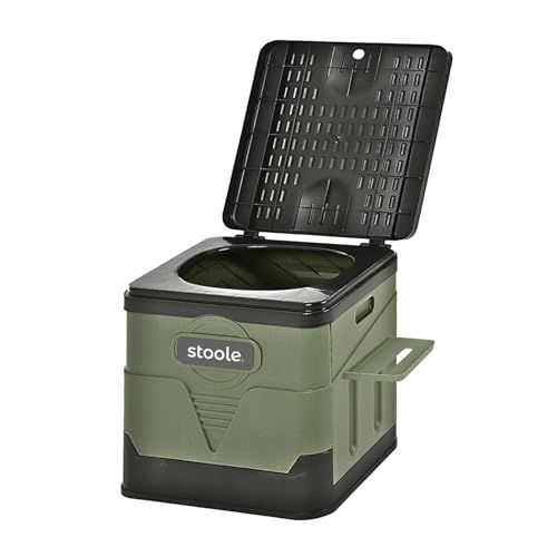 スツーレ 簡易トイレ 災害用トイレ ポータブルトイレ 防災 アウトドア 非常用 折りたたみ 携帯 stoole (グリーン Lサイズ (排便袋&凝固剤付き))