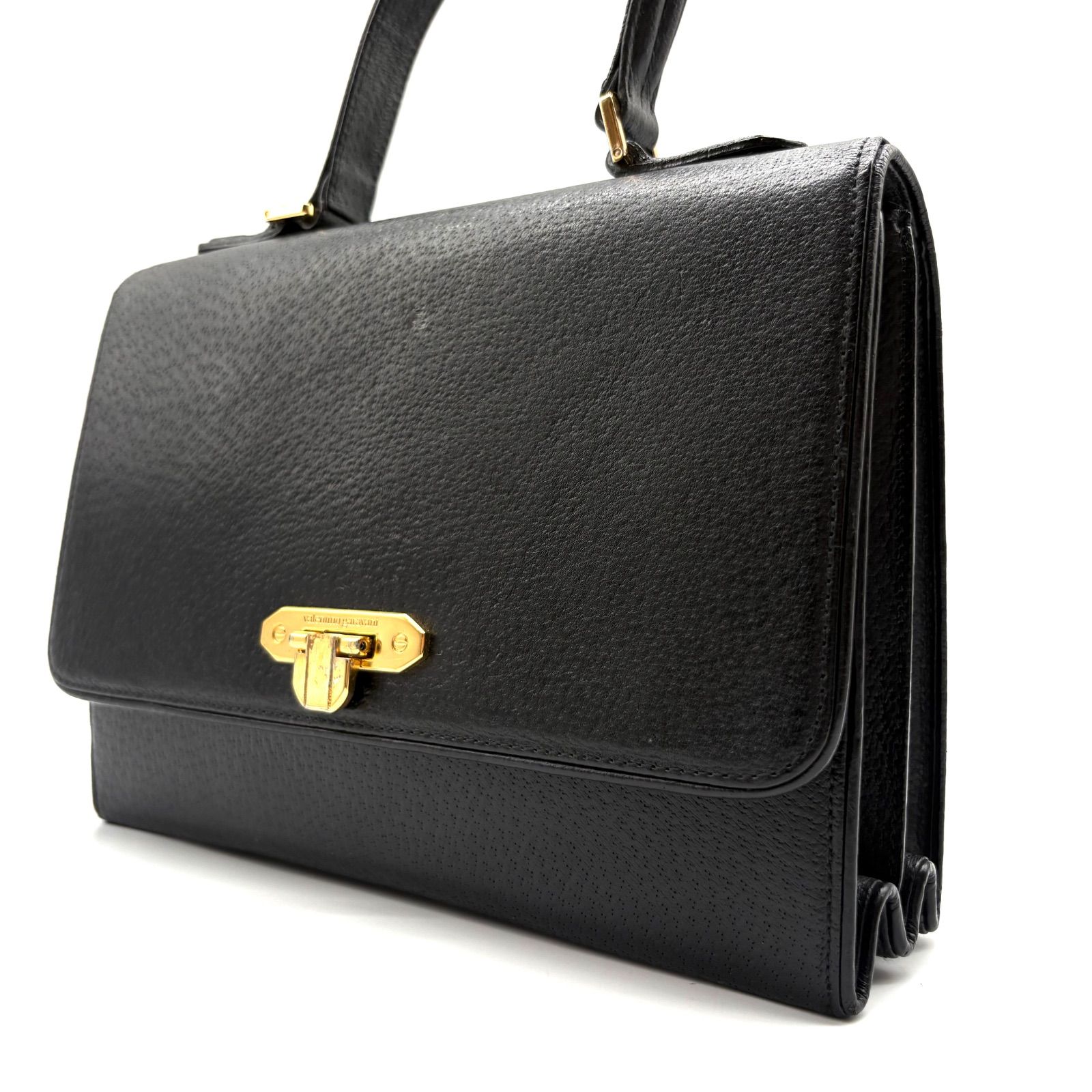 Valentino Garavani Vintage Black Leather Handbag ヴァレンティノガラヴァーニ ヴィンテージ ブラック レザー ハンドバッグ