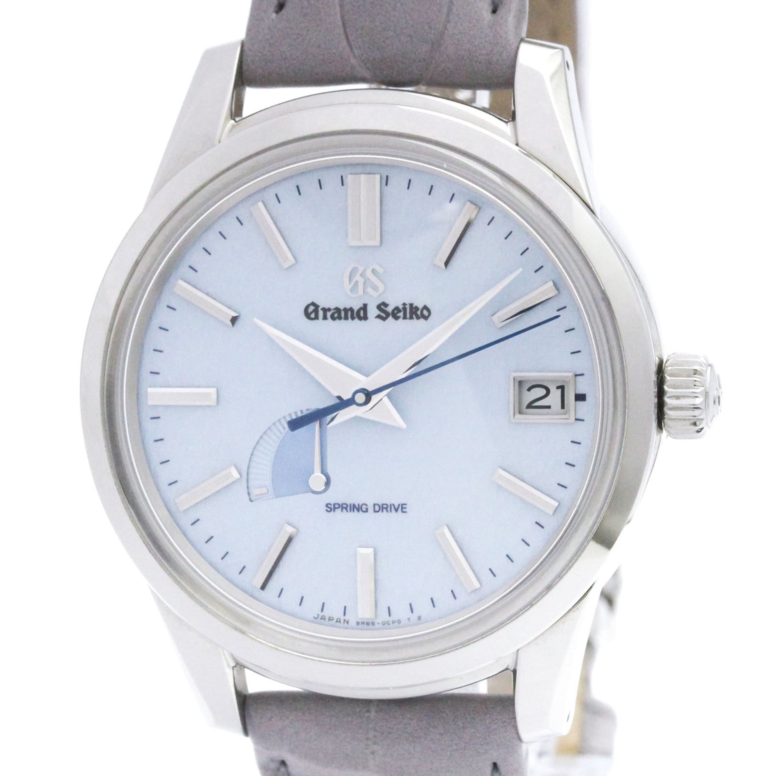 グランドセイコー (GRAND SEIKO) エレガンスコレクション スプリングドライブ 雪白ブルー ステンレススチール レザー メンズ 時計 SBGA407(9R65-0DJ0) (外装仕上げ済み)