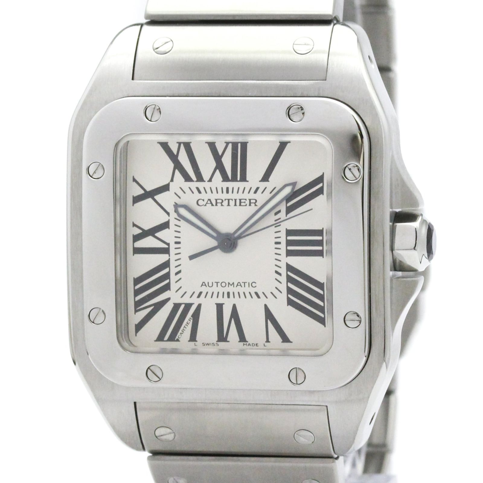 カルティエ (CARTIER) サントス 100 ステンレススチール 自動巻き メンズ 時計 W200737G (外装仕上げ済み)