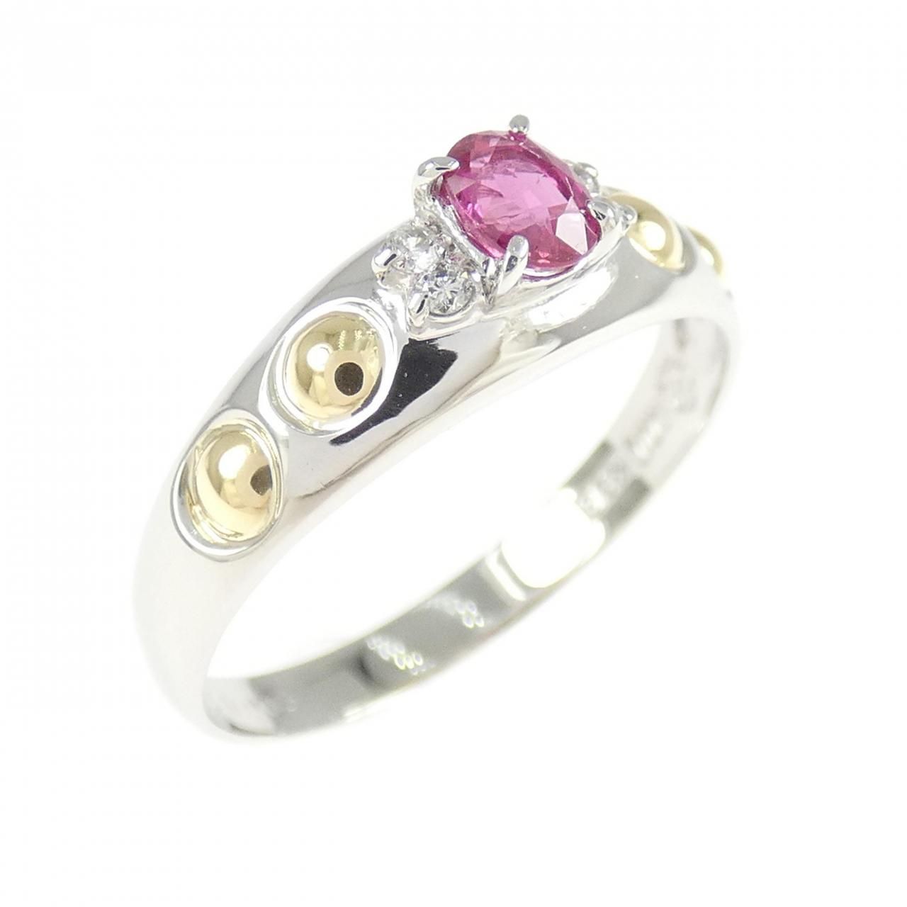PT900/K18YG ルビー リング 0.25CT