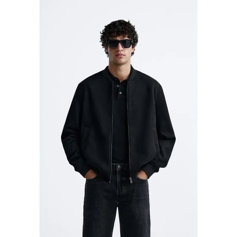 ZARA フェイク スウェード ブラック ブルゾン ジャケット