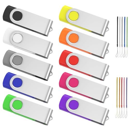 ABLAZE USBメモリ 8GB 10本セット, USB2.0 スイベル式 フラッシュドライブ ストラップ付き | データ保存用 カラーミックス 業務用 学校 まとめ買い 大量購入t e91e1279