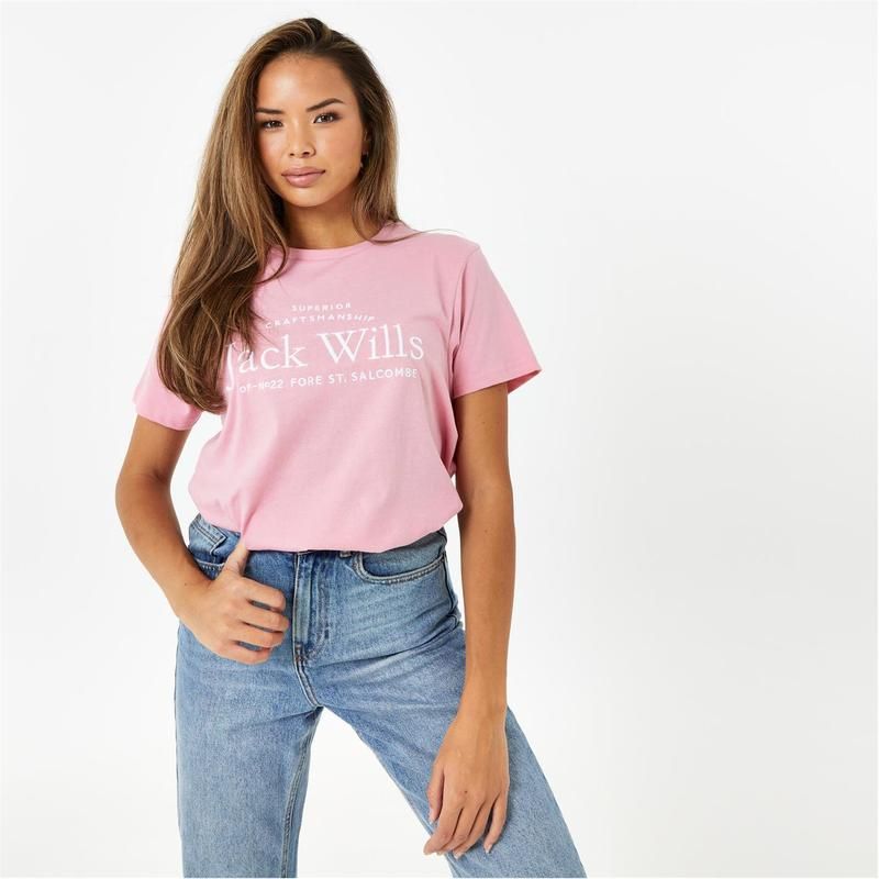 ジャック ウィルス レディース アンダーウェア ナイトウェア Tシャツ ロゴ Jack Wills Forstal Boyfriend Logo TShirt Pink ピンク 8,235円