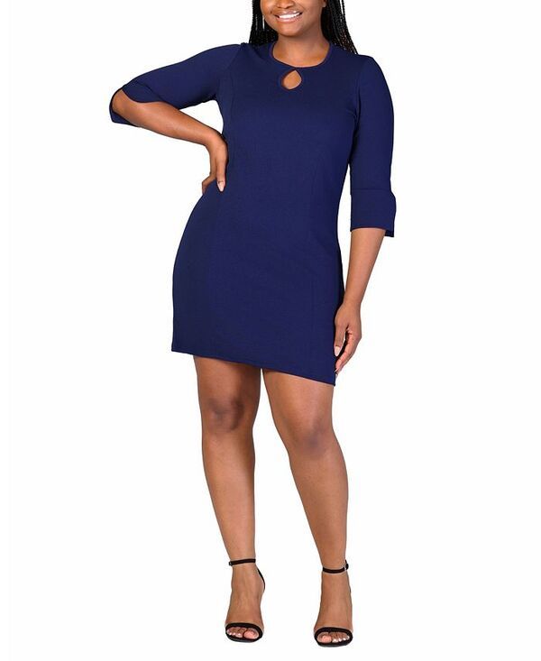 24 セブンコンフォート レディース トップス ワンピース ミニワンピース プラスサイズ ミニ 24seven Comfort Apparel Plus Size Three Quarter Slee