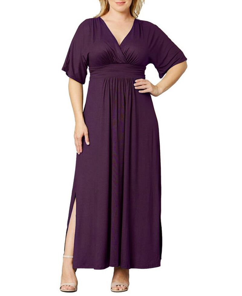 キヨナ レディース トップス ワンピース マキシワンピース プラスサイズ マキシ Kiyonna Plus Size Vienna Kimono Sleeve Long Maxi Dress Plum
