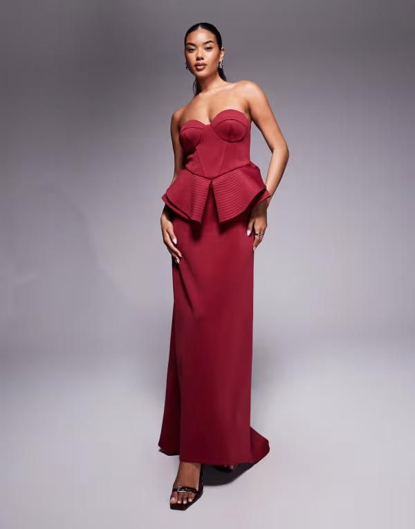 エイソス レディース トップス ワンピース マキシワンピース スキューバ マキシ ASOS DESIGN premium sculpted bandeau maxi dress in scubasty
