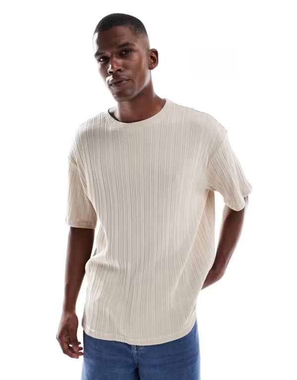 オンリーアンドサンズ メンズ トップス Tシャツ リラックスフィット シャツ ONLY SONS relaxed fit textured tshirt Silver Lining シルバー 12,074円
