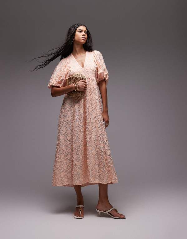 アンドアザーストーリーズ レディース トップス ワンピース マキシワンピース シアー マキシ Other Stories 3D sheer jacquard maxi dress with volum
