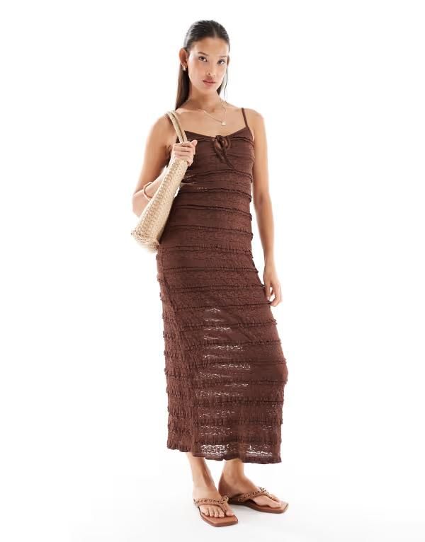 ミスセルフフリッジ レディース トップス ワンピース ミディワンピース フリル ミディ レース Miss Selfridge lace and ruffle detail midi dress in
