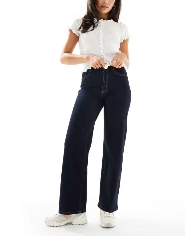 オンリー レディース ボトムス デニムパンツ ワイドレッグ ジーンズ ONLY Madison high rise wide leg jeans in dark Dark blue ブルー