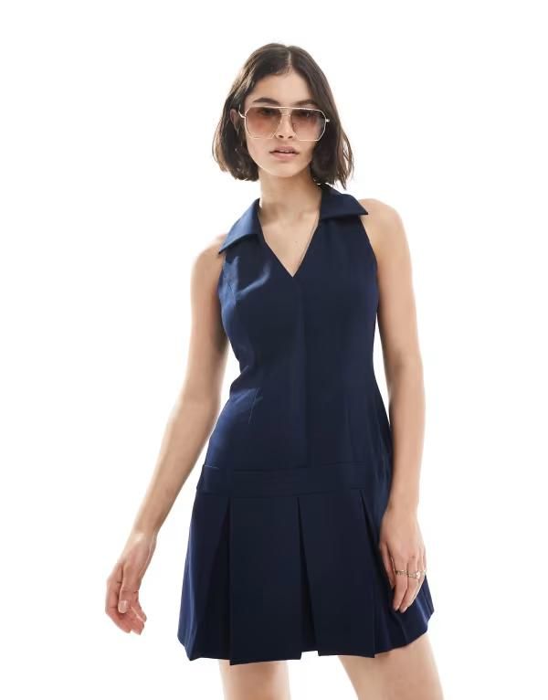 ミスセルフフリッジ レディース トップス ワンピース ミニワンピース ミニ ホルター Miss Selfridge tailored halter neck mini dress NAVY ネイビー