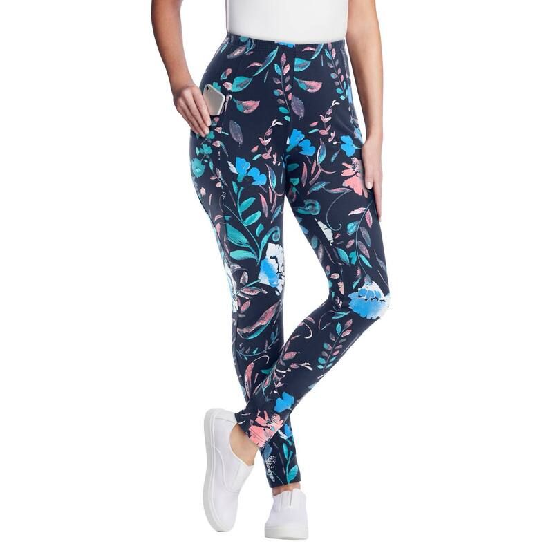 ウーマン ウィズイン レディース ボトムス カジュアルパンツ プラスサイズ プリントール コットン レギンス ニット Woman Within Plusize Tall StretchCotton K 10,124円