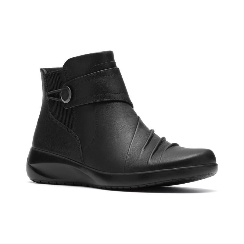 クラークス レディース シューズ ブーツ・レインブーツ アンクル レザー ヒール Clarks Kaetlyn Sara Womens Leather Block Heel Ankle Boots B