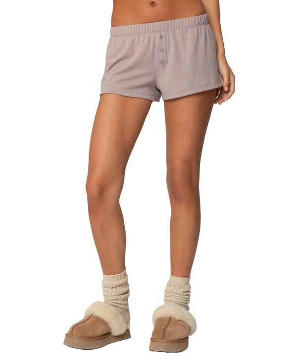 【送料無料】 アディクテッド レディース ハーフパンツ・ショーツ ボトムス Womens Keely Pointelle Shorts Brown