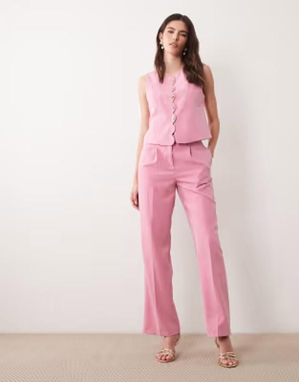 ヴィラ レディース ボトムス カジュアルパンツ ハイウエスト VILA tailored high waist pants in light pink part of a set Sea pink ピ