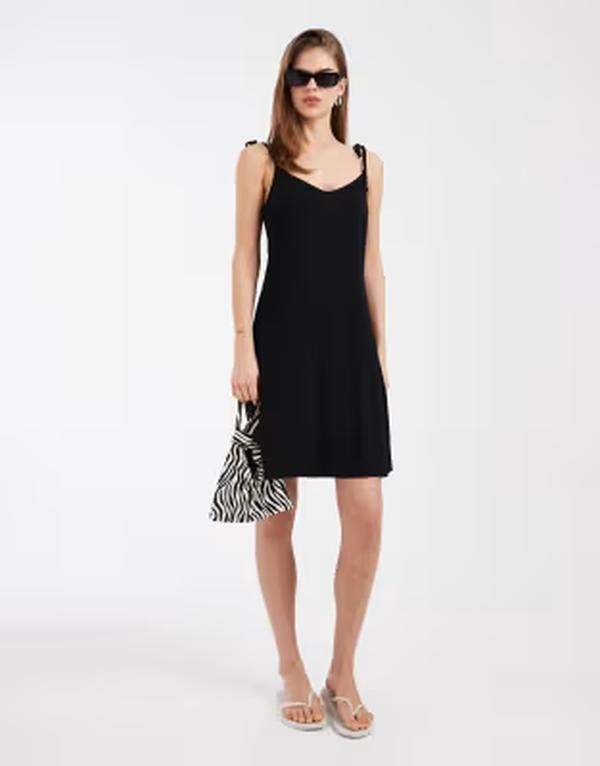 ヴェロモーダ レディース トップス ワンピース ミニ Vero Moda Easy tie shoulder camini dress Black ブラック