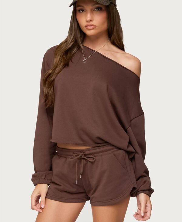 アディクテッド レディース アウター パーカー・スウェット シャツ Edikted Womens Kordelia Off Shoulder Sweatshirt Brown ブラウン 12,690円