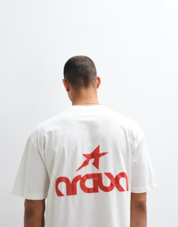 エイソス メンズ トップス Tシャツ グラフィック ASOS DESIGN oversized Tshirt with street graphic in cream Coconut milk クリー
