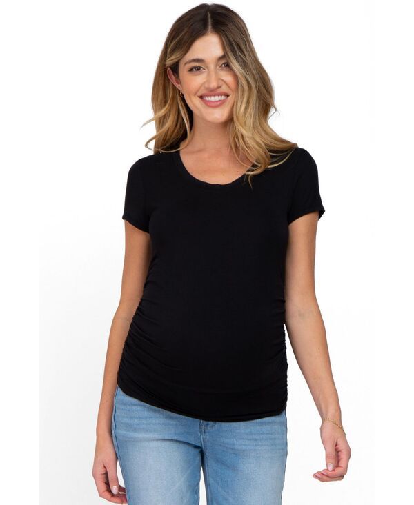 ピンクブラッシュ レディース トップス シャツ マタニティ Pinkblush Maternity Black Basic Short Sleeve Fitted Top Black ブラック 10,486円