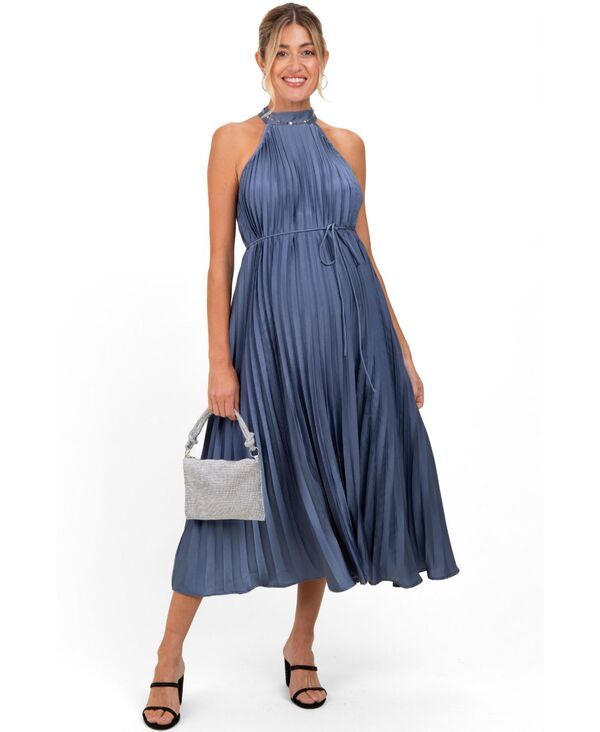 ピンクブラッシュ レディース トップス ワンピース プリーツ ホルター Pinkblush Womens Forest Green Pleated Halter Dress Navy blue ネイビ