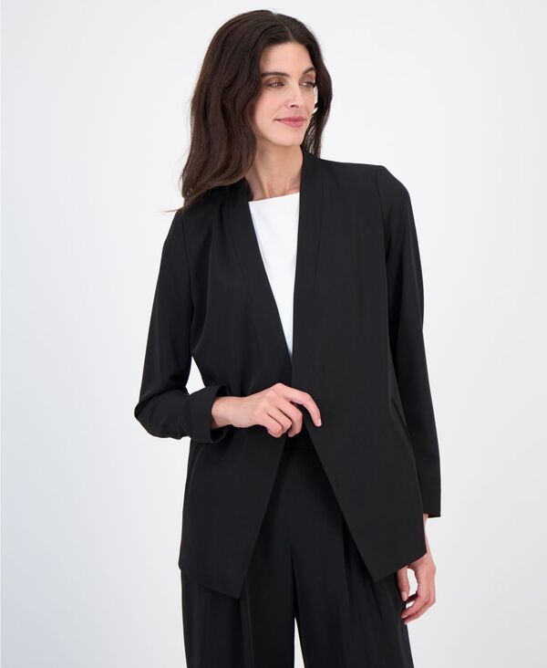 アンクライン レディース アウター ジャケット・ブルゾン プチ ブレザー Anne Klein Womenstretch Collarless OpenFront Blazeregular Petit
