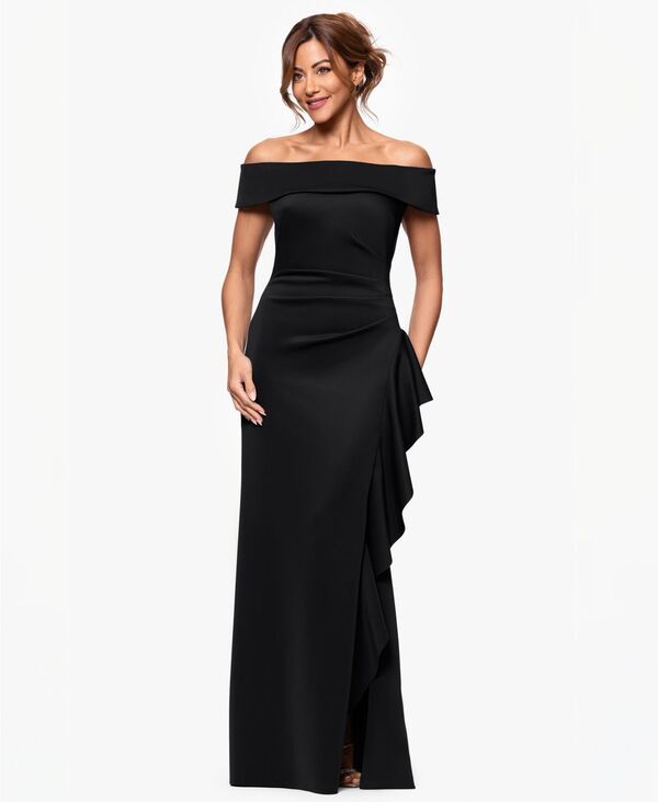 エスケープ レディース トップス ワンピース フリル XSCAPE Womens OffTheShoulderuffled SideSlit Gown Black ブラック
