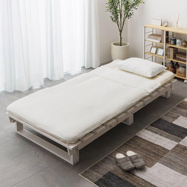 天然木折りたたみすのこベッド シングル ホワイトウォッシュ 組立品