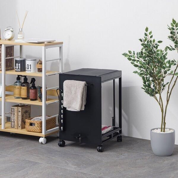 分別式ダストボックスワゴン（フタ付き）幅35cmブラック 組立品 7,749円