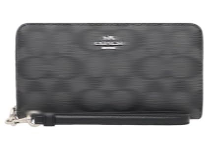 [JAPANWALLER] レディース 長財布 ラグジュアリー シグネチャー ロング ジップ アラウンド ウォレット ラウンドファスナー ストラップ付 アウトレット品 (ブラックスモーク×ブラック) [並行輸入品]pms