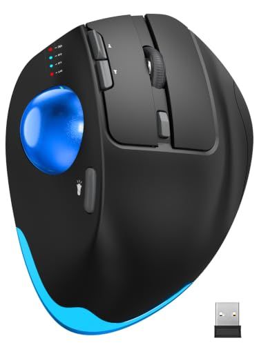TedGem トラックボールマウス ワイヤレス(ブルーボール搭載) | Bluetooth/2.4GHz 3台接続 エルゴノミクス設計 手首負担軽減 静音 USB Type-C充電式 5段階DPI 進む/戻るボタン Windows Mac i 635a585b
