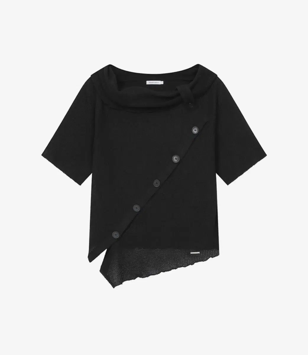 ミセキ ソウル Diagonal crochet knit top BLACK
