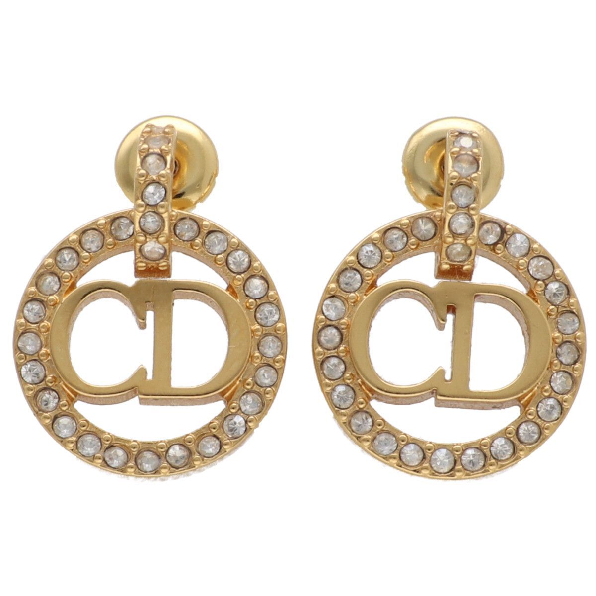 【中古】 Christian Dior ディオール Clair D Lune ピアス ゴールド ラインストーン サークル ロゴ 26014927DS 33,020円