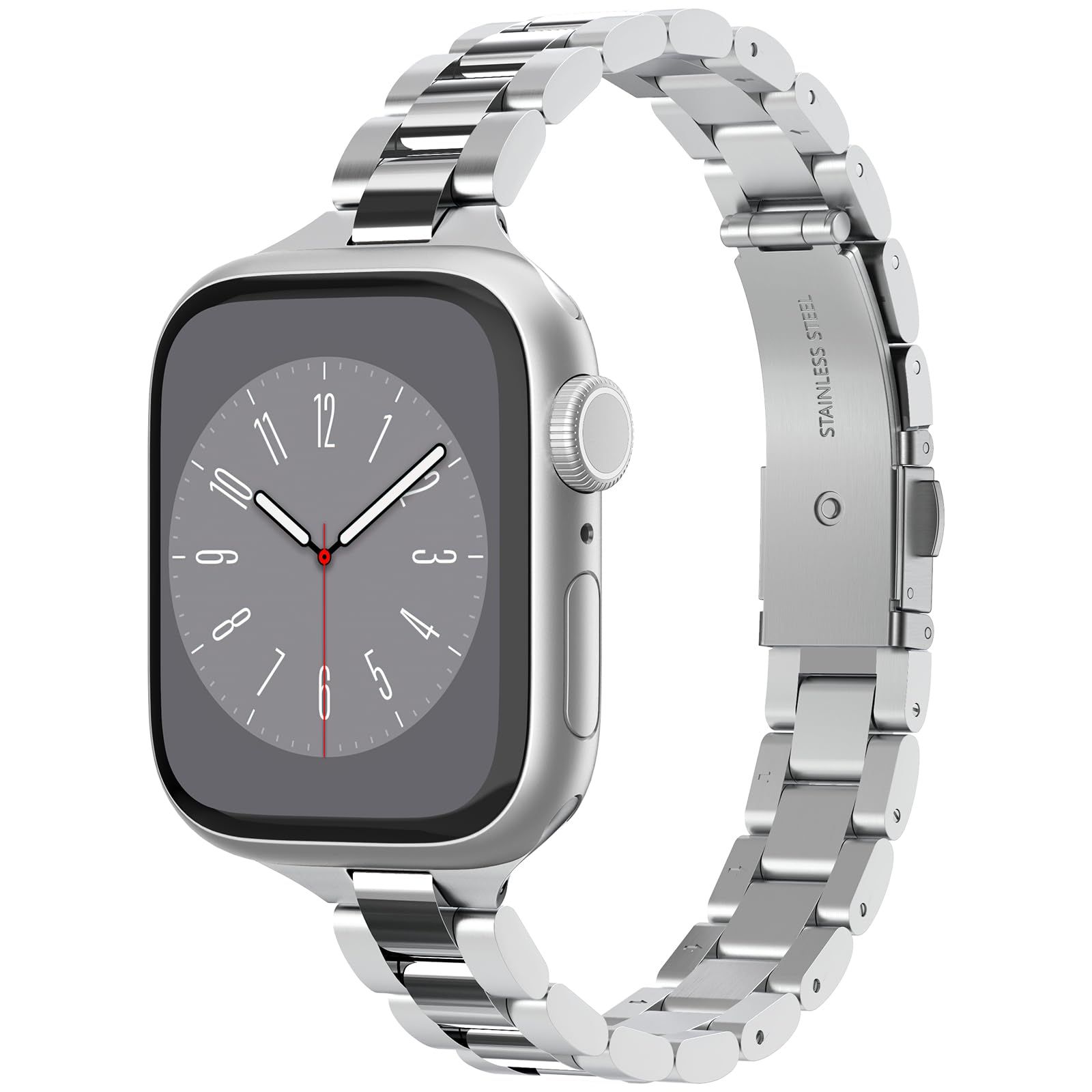 新品 Apple Watch 42/41/40mm バンド ステンレス 高級 モダン・フィット316L (シルバー)