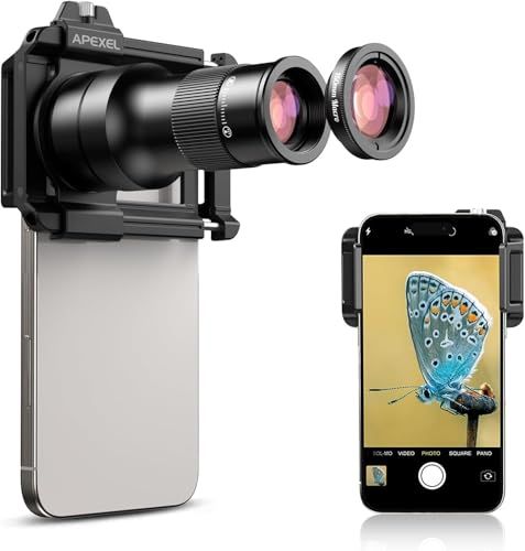 APEXEL Smartphone Telephoto Lens 6x Telephoto+10x Macro Lens TM6 for Live, Recommended Activities, Travel, Detailed Observation of Flowers and Small Items, iPhone Android Compatible | “Far and Close, This Is One.” 6x telephoto x 10x macro 2in1 smartphone lens, lightweight and compact f4d585b8