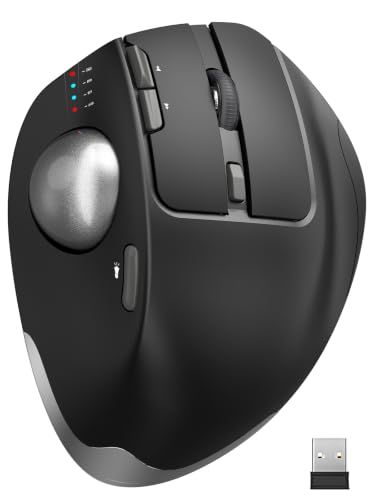 TedGem トラックボールマウス ワイヤレス(シルバーボール搭載) | Bluetooth/2.4GHz 3台接続 エルゴノミクス設計 手首負担軽減 静音 USB Type-C充電式 5段階DPI 進む/戻るボタン Windows Mac c66d0a2b