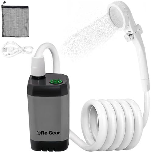 ★新品★Re:Gear ポータブルシャワー 充電式 9000 7800 6000 4800mAh 大容量 水圧強い 電動 コンパクト 節水 アウトドアシャワー USB充電式 キャンプシャワー 水流量無段階調節 釣り 海水浴 サーフィン 旅行 水遣り 洗車 屋内 7,114円