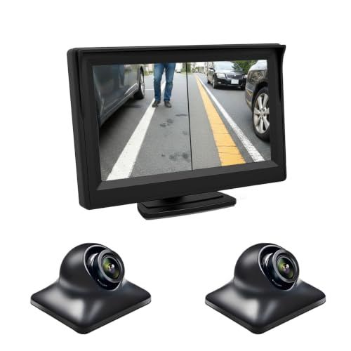 Antion 5インチモニター 2個サイドカメラセット AHD IPS液晶モニター ブラック | 左右前/後方死角確認 広角120° 360度回転可能 録画機能あり 暗視機能搭載 配線簡単 初心者向け 12V 日本語説明書t 0f943fde